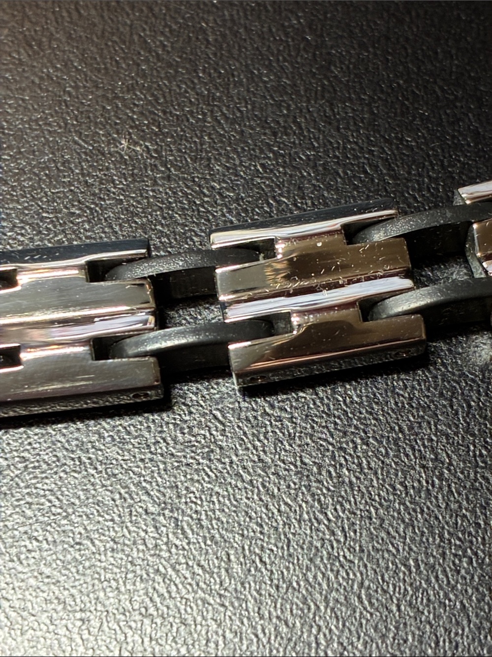 Stainless Steel and black Men's Link vintage Bracelet - Picture 11 of 16